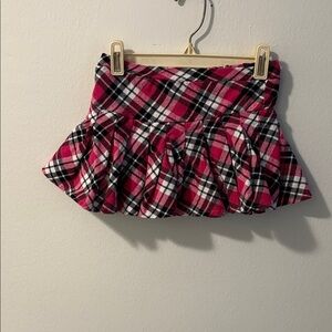 Girls Pink Plaid Ruffle Skater Skirt by